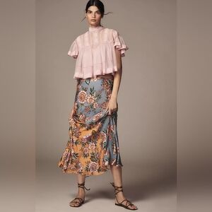 NWT Farm Rio x Anthropologie Midi Slip Skirt Small